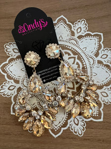 Gold Rhinestone Yari Style Earrings