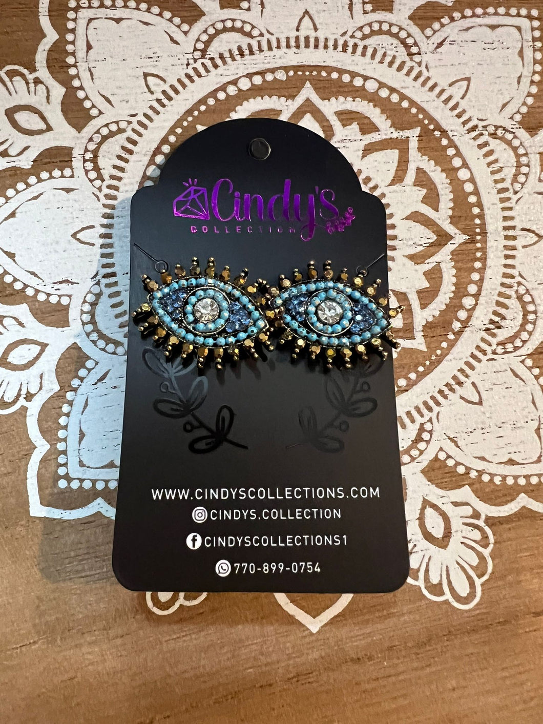 Blue Mint Evil Eye Earrings