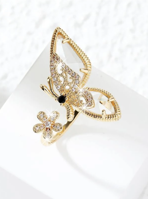 Rhinestone Butterfly Ring