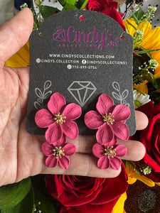 Pink Flower Earrings