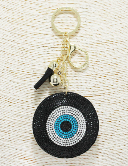 Black Circle Evil Eye Keychain