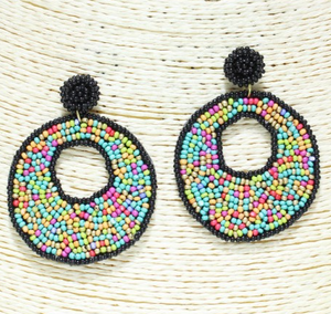 BLACK/MULTI, SEED BEAD EARRING