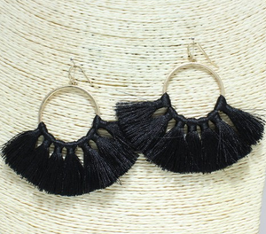 BLACK, TASSEL EARRING