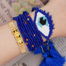 Load image into Gallery viewer, Blue Beaded Bracelet Evil Eye
