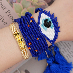 Blue Beaded Bracelet Evil Eye