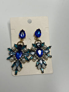 Blue Aqua Rhinestone Earrings