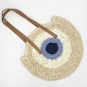 Evil Eye Staw Fashion Bag (Beige)