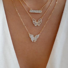 Cargar imagen en el visor de la galería, Gold Butterfly Set (3 Necklace + Earrings)
