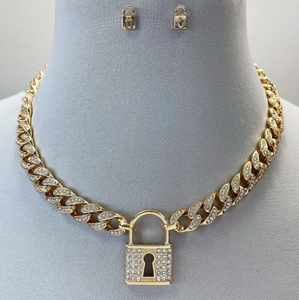 Lock Necklace (Earrings Included)