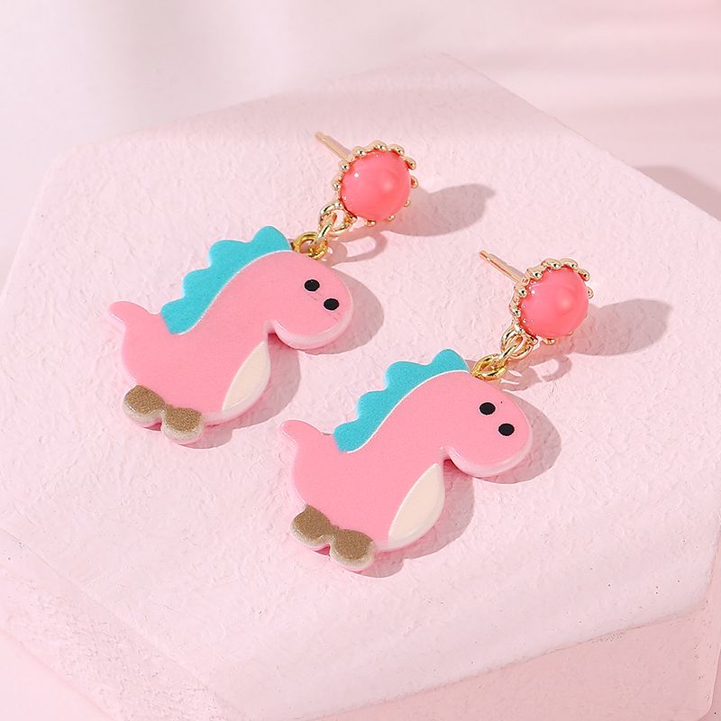 Pink and Baby Blue Dino Acrylic Earrings