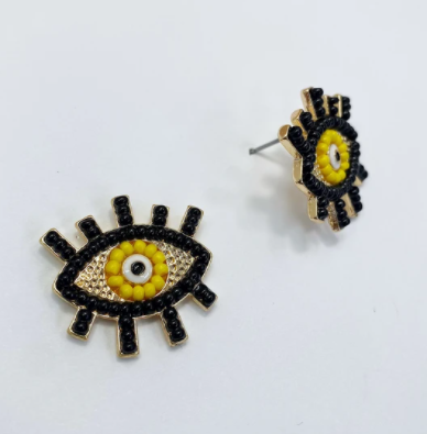 Yellow Evil Eye Studs