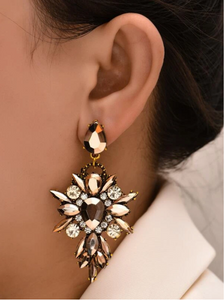 Gold Chrome Rhinestone Earrings