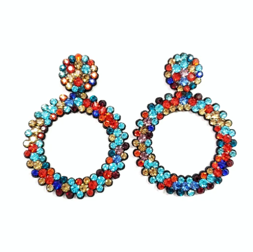 Multi Color Rhinestone light weight Earrings