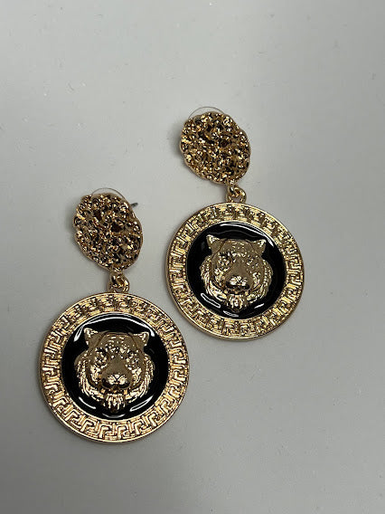 Gold Lion Earrings