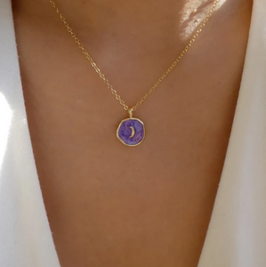 Purple Moon Coin Necklace