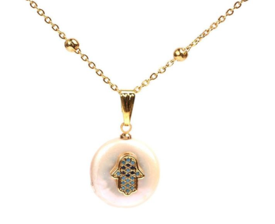 Zircon Pearl Evil Eye Necklace