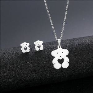 Osito Necklace and Earrings (Stainless Steel)