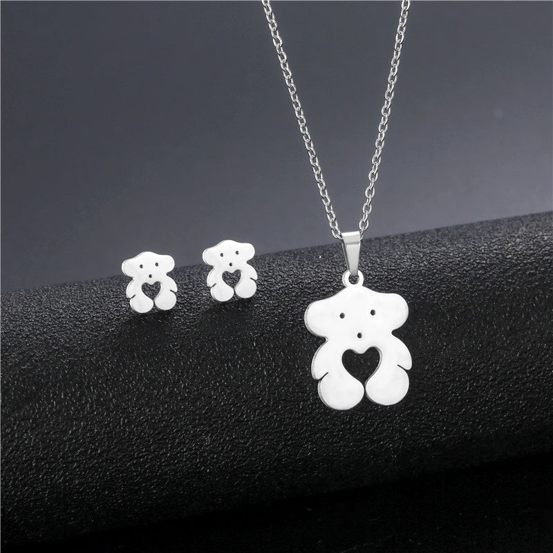 Osito Necklace and Earrings (Stainless Steel)