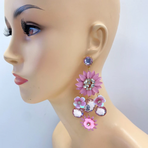 Pink Flower Post Earrings