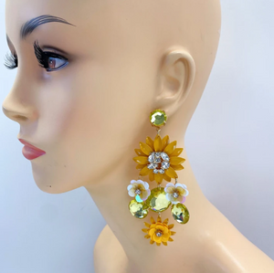 Yellow Flower Post Earrings