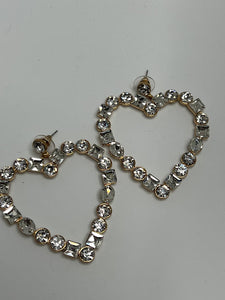 Max Rhinestone Open Heart Earrings