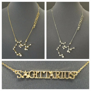 Zodiac Sign Constellation Chain Necklace with Clear Stones