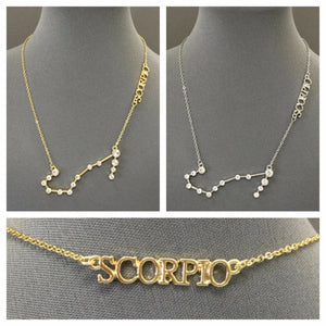 Zodiac Sign Constellation Chain Necklace with Clear Stones