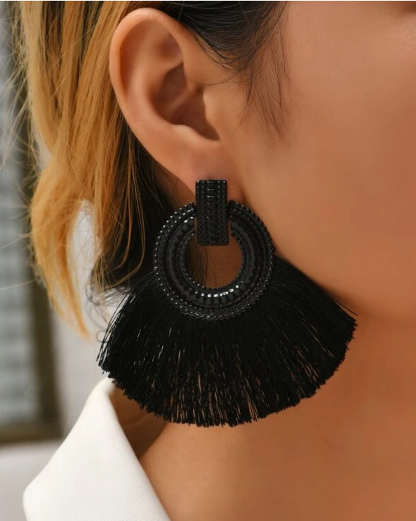 Black Tassel Earrings