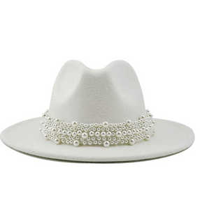 White Diva Pearl Fedora Hat